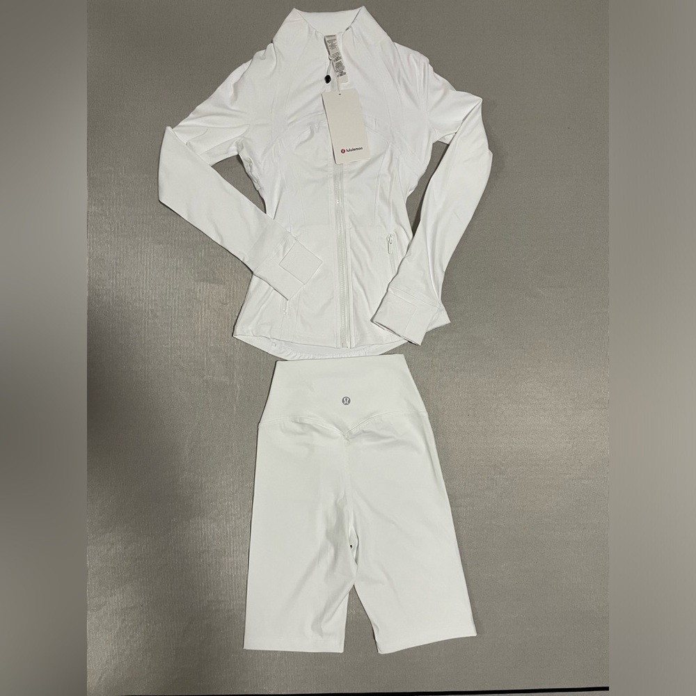 lululemon athletica White Fitted Zip Bomber Jacket
